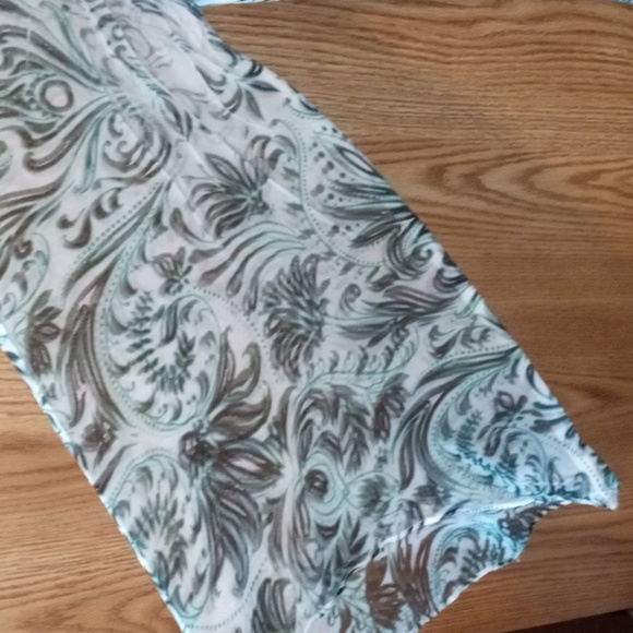 JM Collection Sheer Sleeve Mint Colored Blouse Size Large - Picture 4 of 8